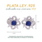 BROQUEL  EN PLATA LEY .925, CON RODIO ,  ZIRCONIA  AAA  AZUL ZAFIRO Y BLANCO   , REDONDO
