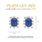 BROQUEL  EN PLATA LEY .925, CON RODIO ,  ZIRCONIA  AAA  AZUL ZAFIRO Y BLANCO   , REDONDO