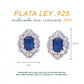 BROQUELES EN PLATA LEY .925, CON RODIO , ZIRCONIA AAA AZUL ZAFIRO Y BLANCO