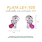 BROQUEL EN PLATA LEY .925, CON RODIO , ZIRCONIA AAA ROJO RUBI Y BLANCO