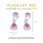 Aretes Plata Ley 925 con Rodio y Zirconia AAA Color Rojo Rubí y Blanco