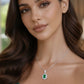 Dije Plata Ley 925 con Rodio y Zirconia AAA Color Verde Esmeralda y Blanco Ovalado