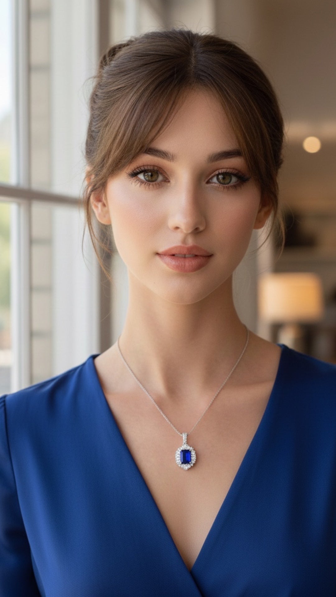 Dije Plata Ley 925 con Rodio y Zirconia AAA Color Azul Zafiro y Blanco