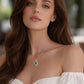 Dije Plata Ley 925 con Rodio y Zirconia AAA Color Verde Esmeralda y Blanco