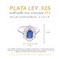 Anillo Plata Ley 925 con Rodio y Zirconia AAA Color Azul Zafiro y Blanco