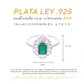 Anillo Plata Ley 925 con Rodio y Zirconia AAA Color Verde Esmeralda y Blanco