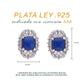 BROQUEL EN PLATA LEY .925, CON RODIO , ZIRCONIA AAA AZUL ZAFIRO Y BLANCO  , EN FORMA DE FLOR