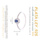 Anillo Plata Ley 925 con Rodio y Zirconia AAA Color Azul Zafiro y Blanco