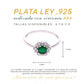 Anillo Plata Ley 925 con Rodio y Zirconia AAA Color Verde Esmeralda y Blanco Redondo