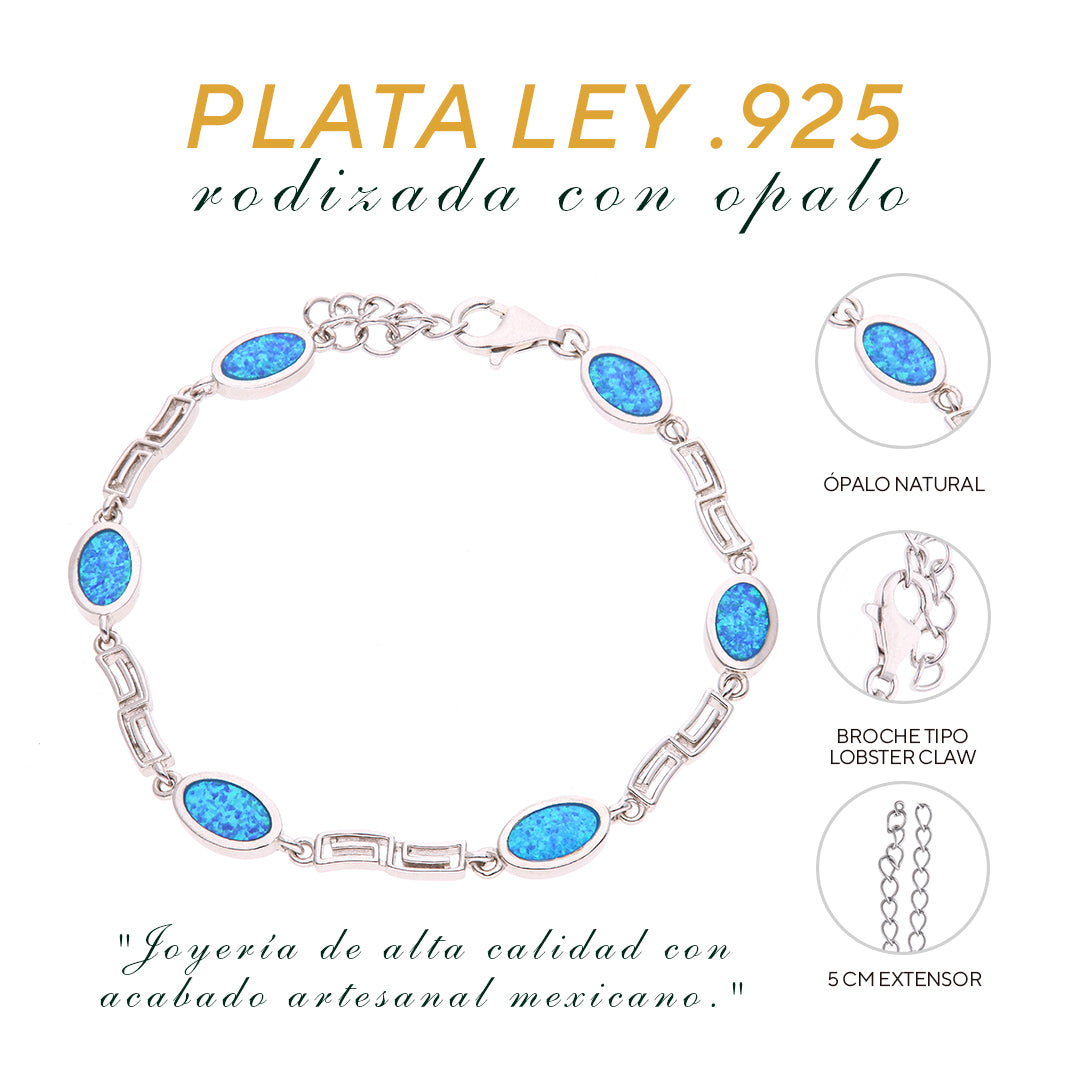 Pulsera Óvalos de Ópalo en Plata.925