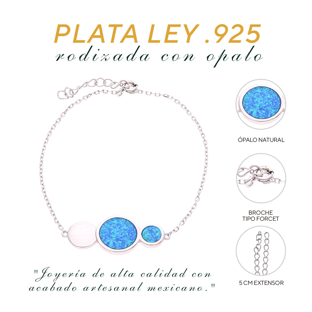 Pulsera Círculos Ópalo en Plata.925