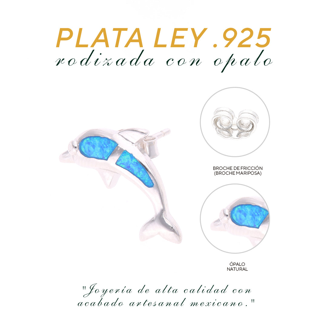 Aretes Delfín de Ópalo en Plata.925