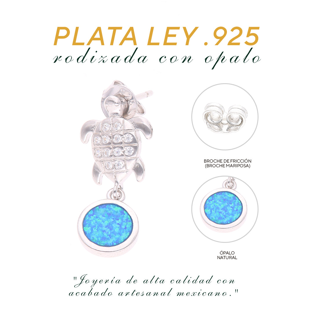 Aretes Tortuga Ópalo en Plata.925