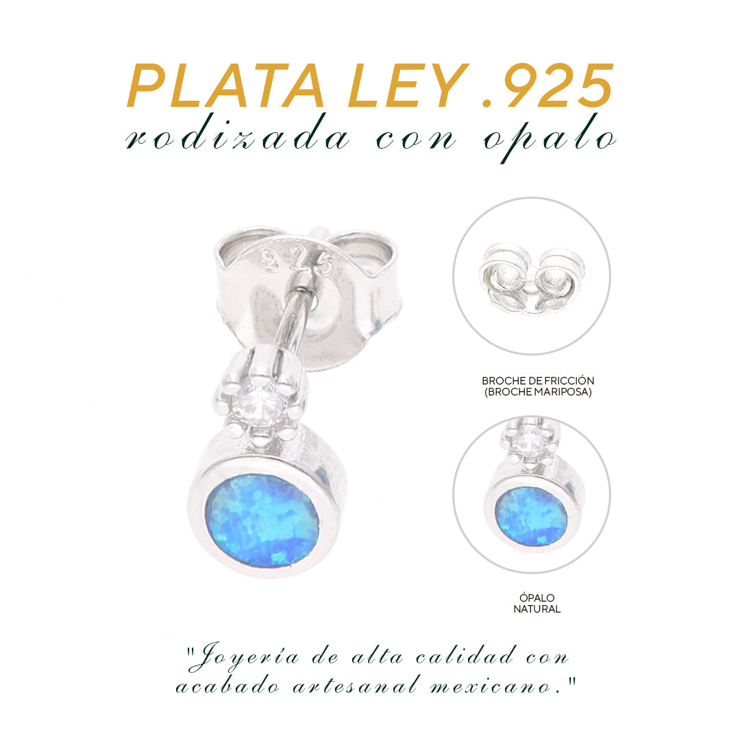Aretes Punto de Ópalo en Plata.925