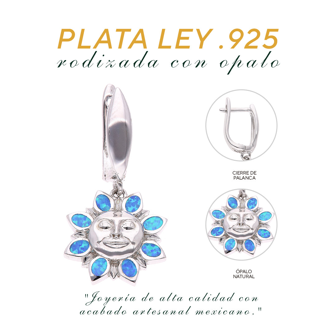 Aretes Sol Radiante Ópalo Plata.925 Ópalo