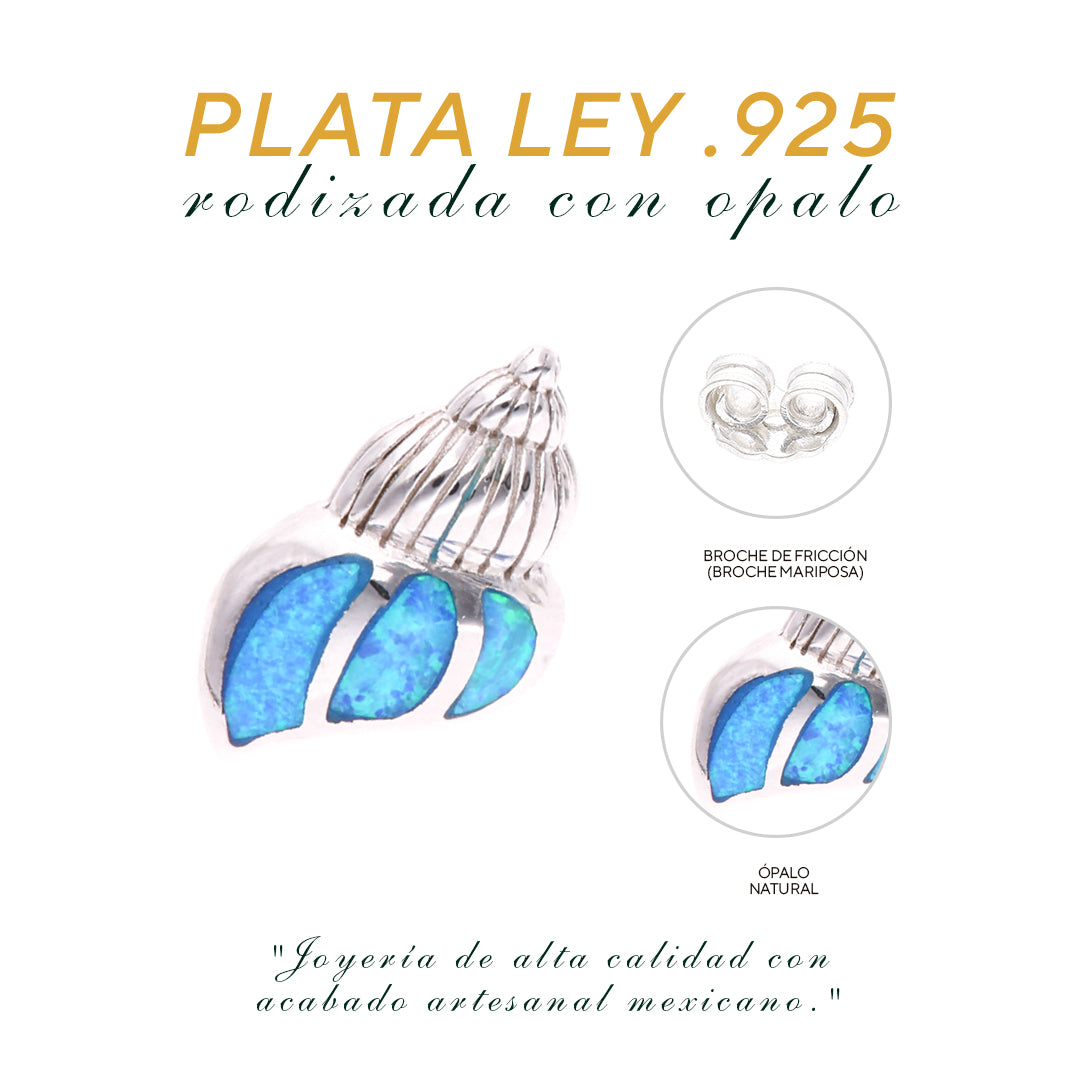 Aretes Concha Marina Ópalo en Plata .925