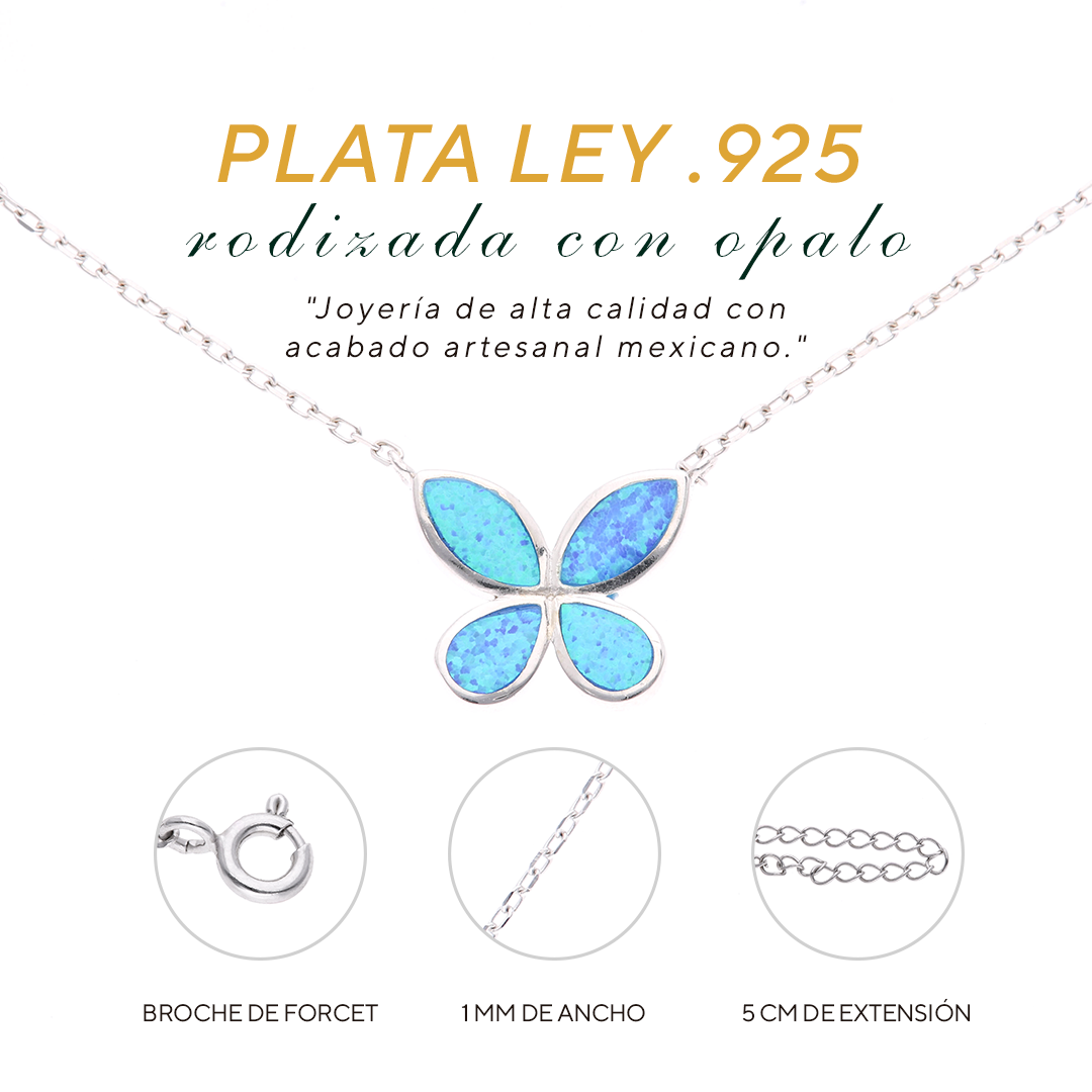 Collar Mariposa de Ópalo en Plata.925
