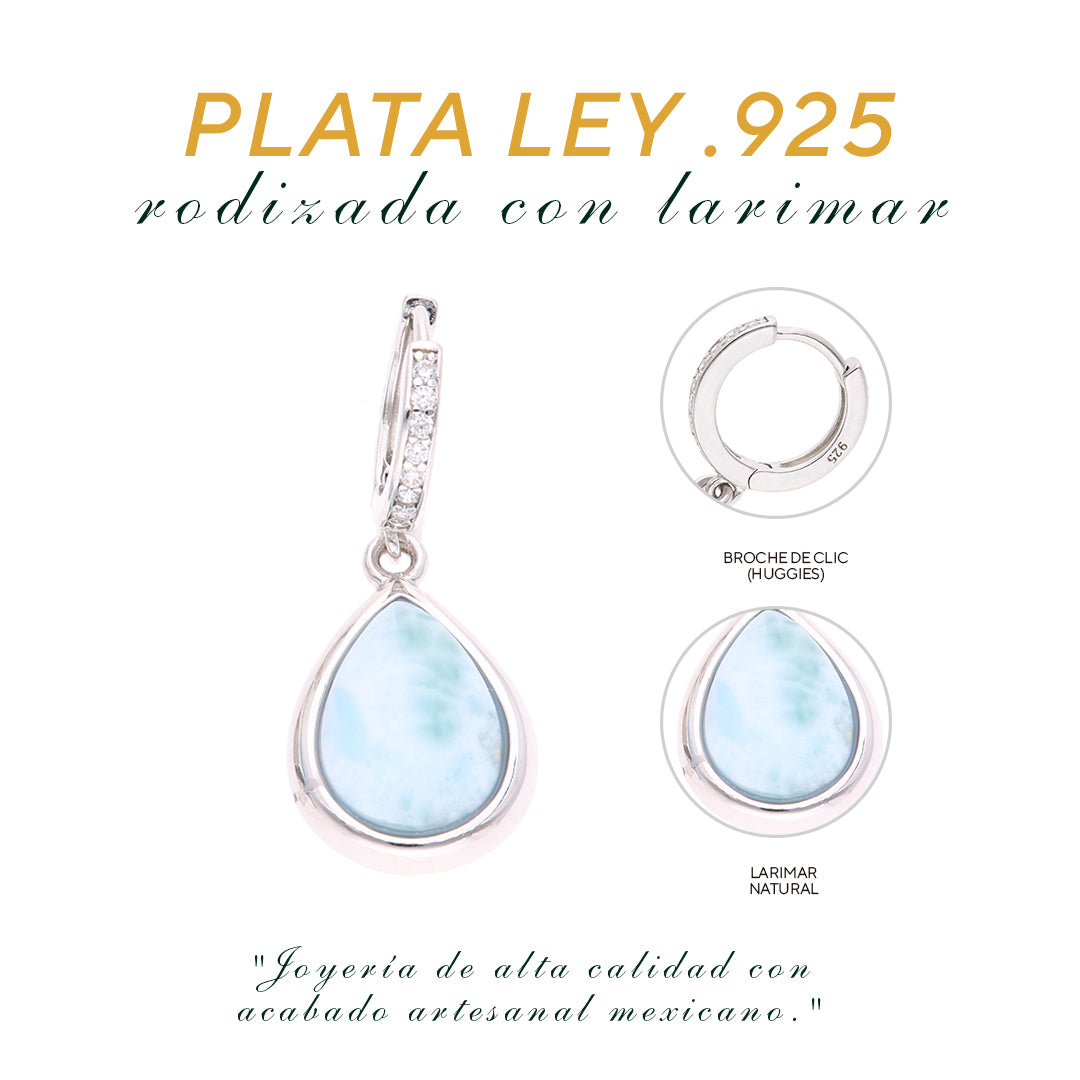 aretes Gota de Larimar en Plata.925