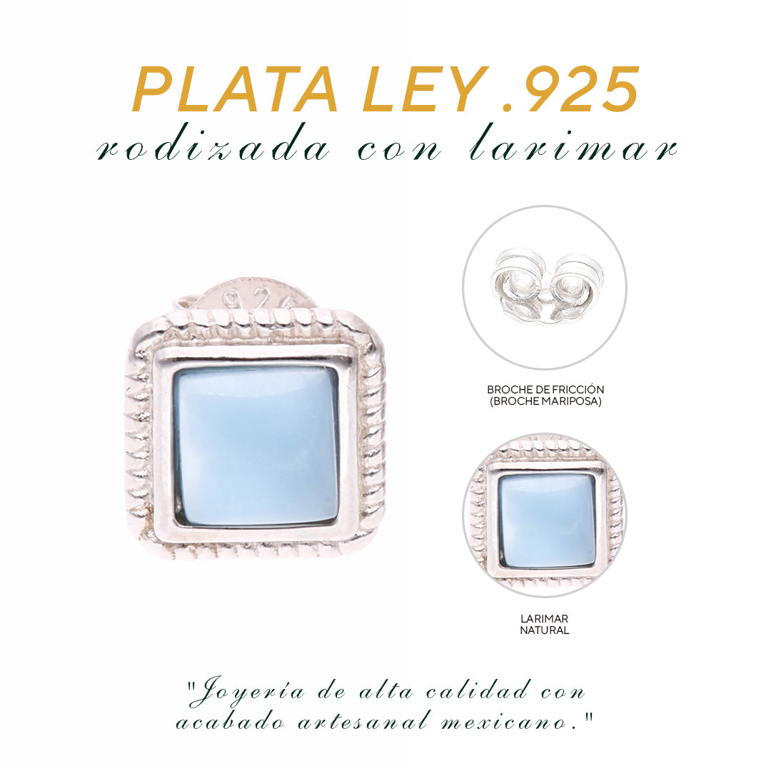 Aretes Cuadrados de Larimar en Plata.925