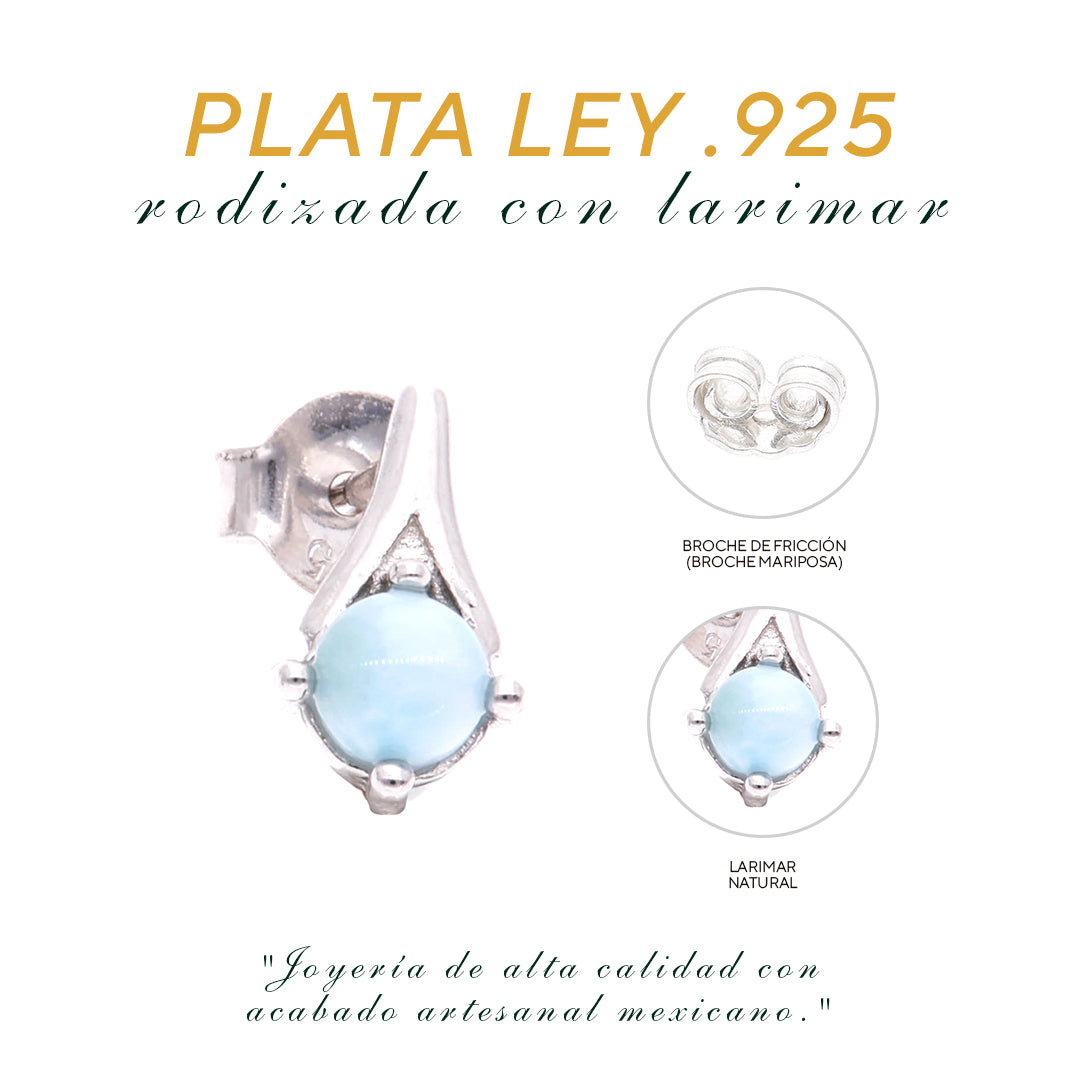 Aretes Geométricos de Larimar en Plata.925