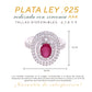 Anillo Plata Ley.925 con Rodio y Zirconia AAA Color Rojo Rubí y Blanco Ovalado