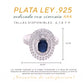 Anillo Plata Ley 925 con Rodio y Zirconia AAA Color Azul Zafiro y Blanco Ovalado