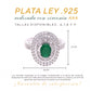 Anillo Plata Ley 925 con Rodio y Zirconia AAA Color Verde Esmeralda y Blanco Ovalado