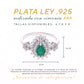 ANILLO EN PLATA LEY .925, CON RODIO , ZIRCONIA AAA VERDE ESMERALDA Y BLANCO
