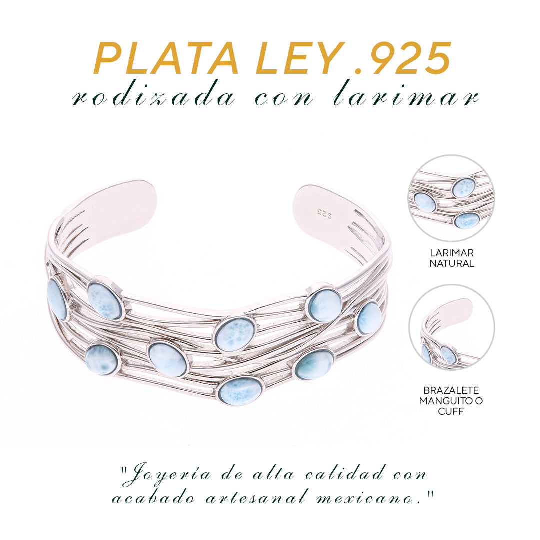 Brazalete de Larimar en Plata.925