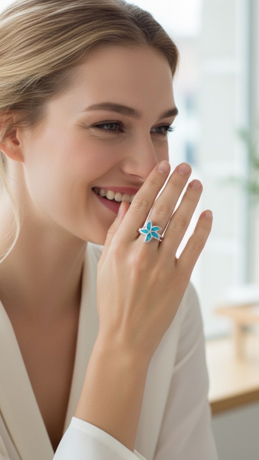 Anillo Estrella de Mar de Ópalo en Plata .925