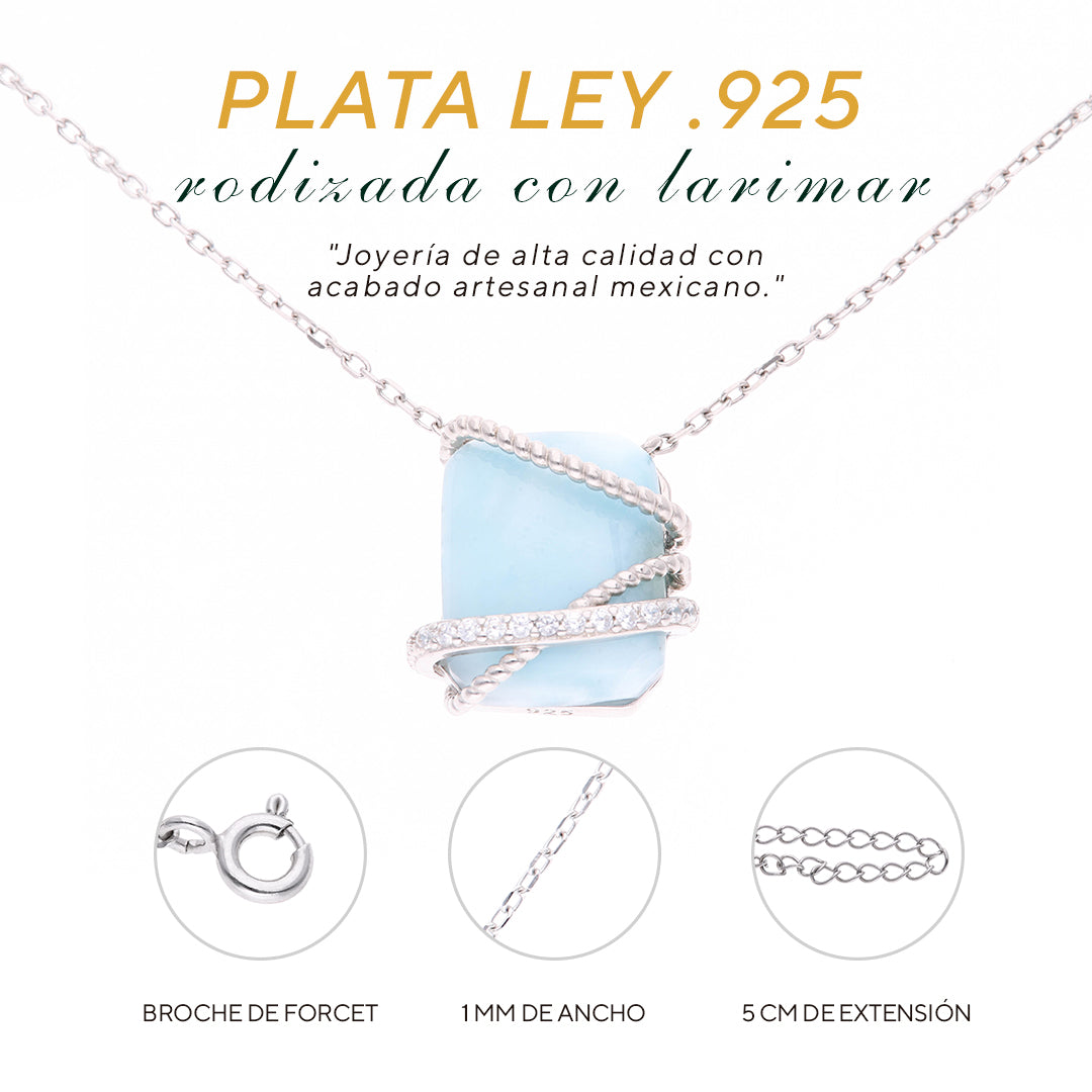 Collar Larimar Envolvente en Plata.925