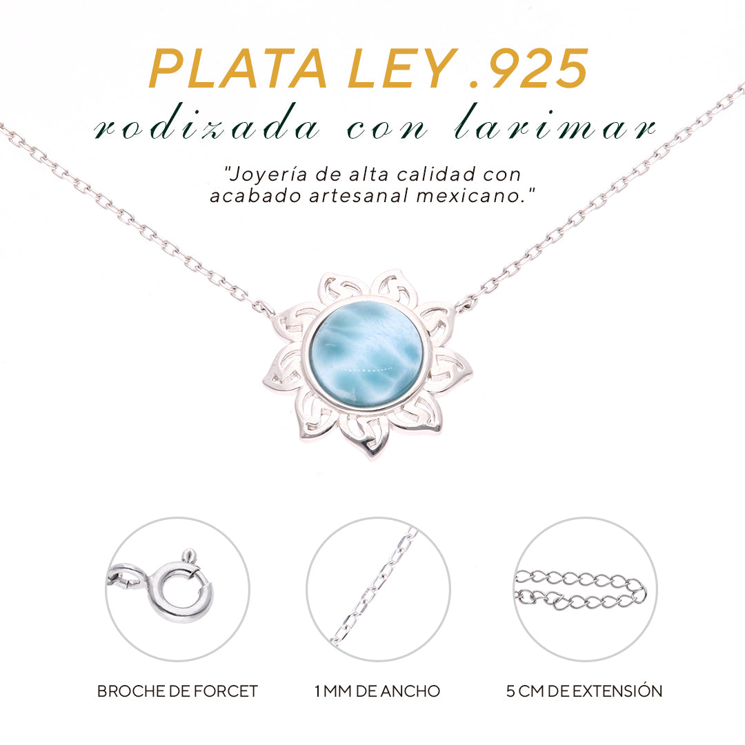 Collar Flor de Larimar en Plata.925