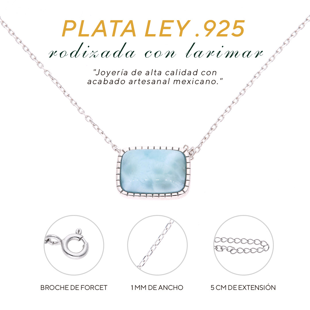 Collar Rectangular con Marco Larimar en Plata .925