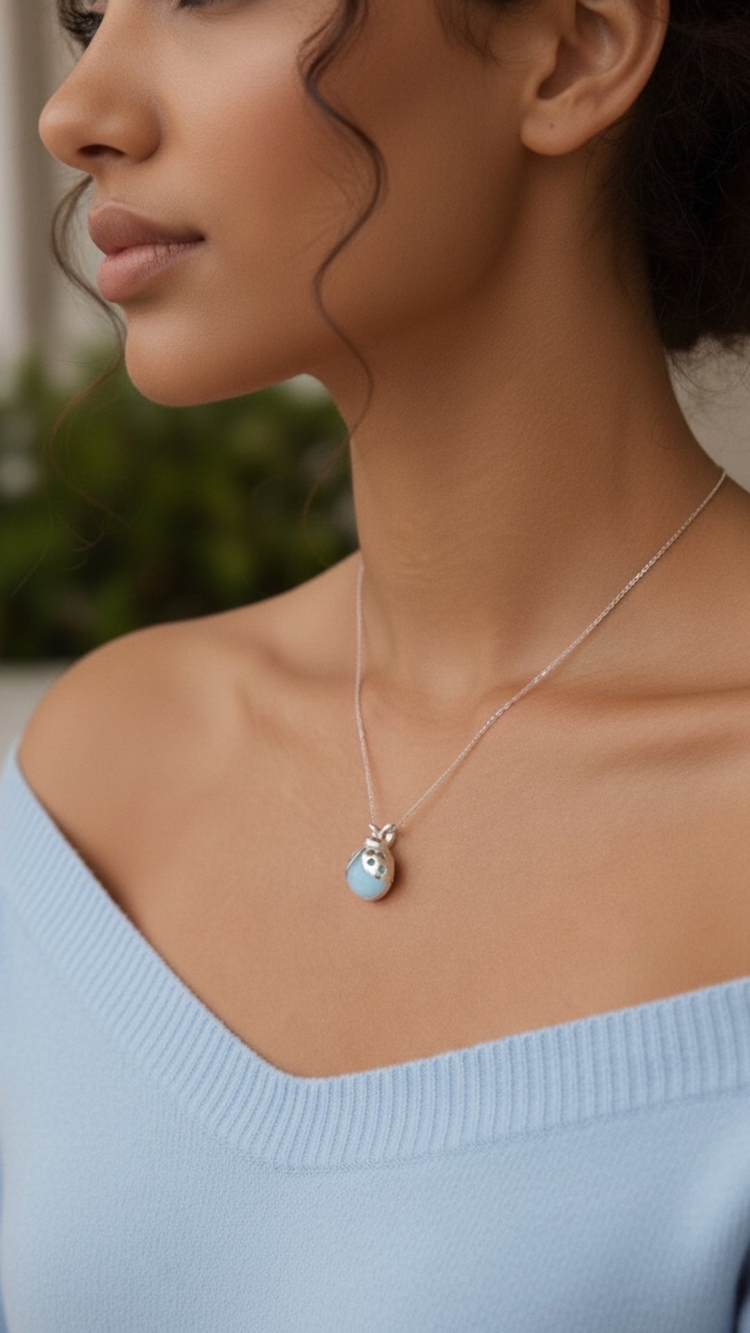 Dije Catarina de Larimar en Plata .925