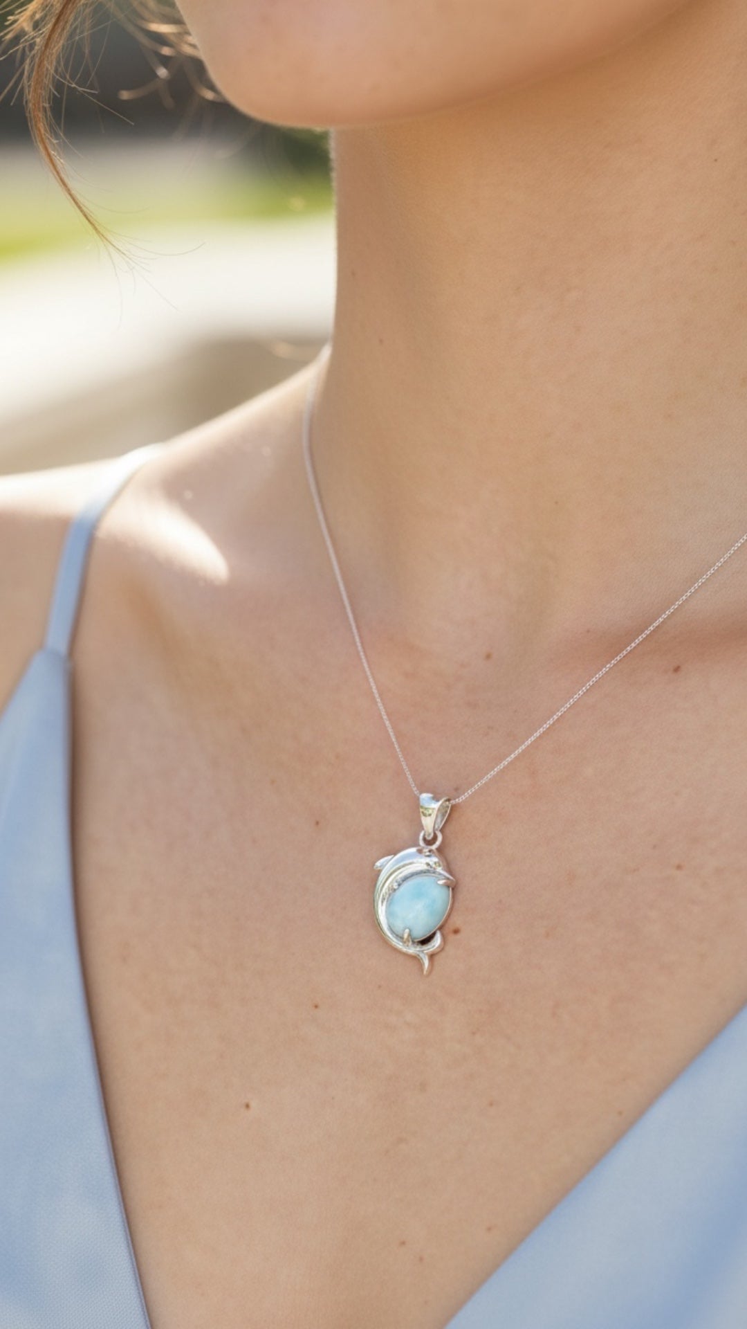 Dije Delfín de Larimar en Plata.925