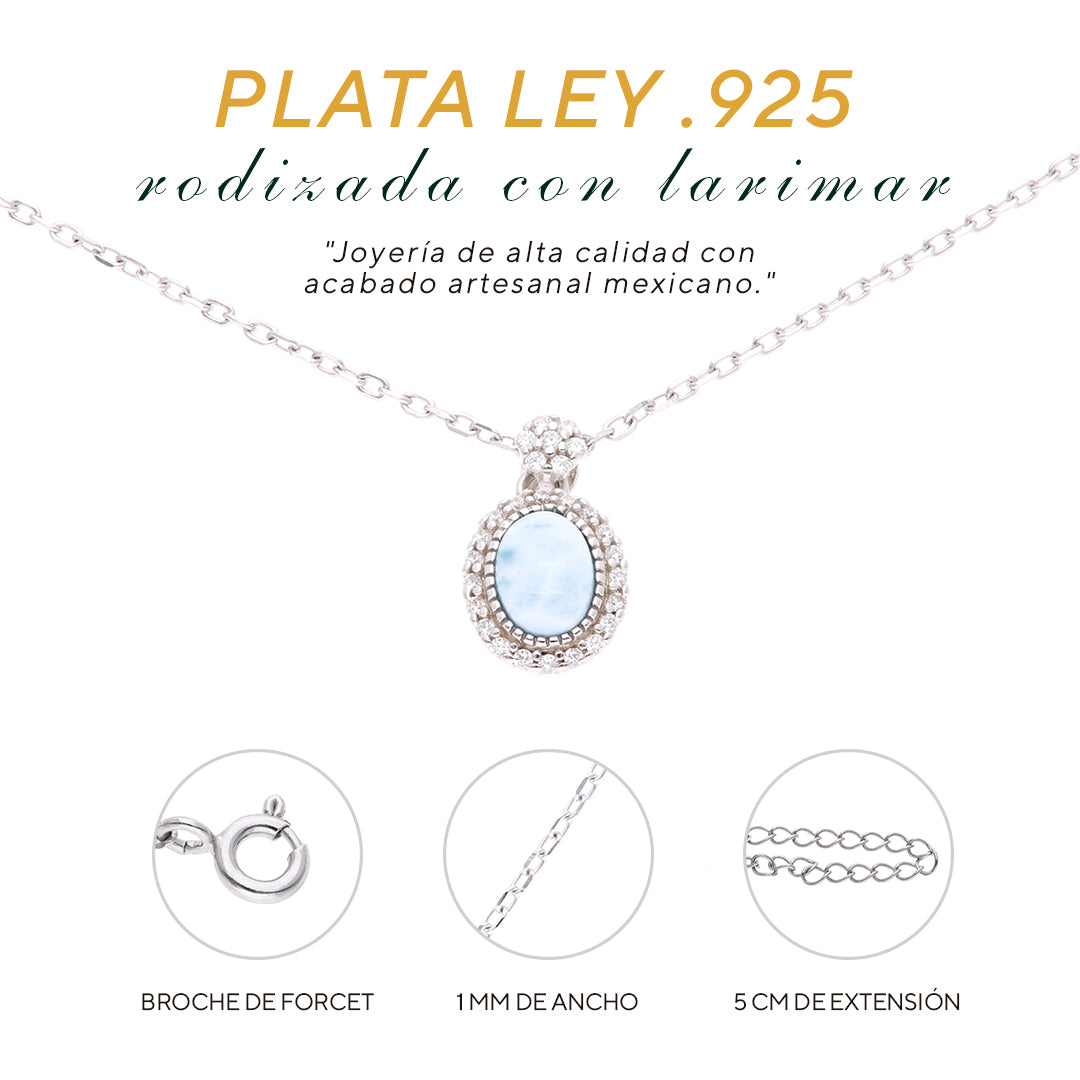 Collar Ovalado de Larimar en Plata.925