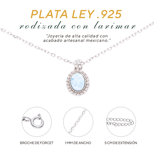 Collar Ovalado de Larimar en Plata.925