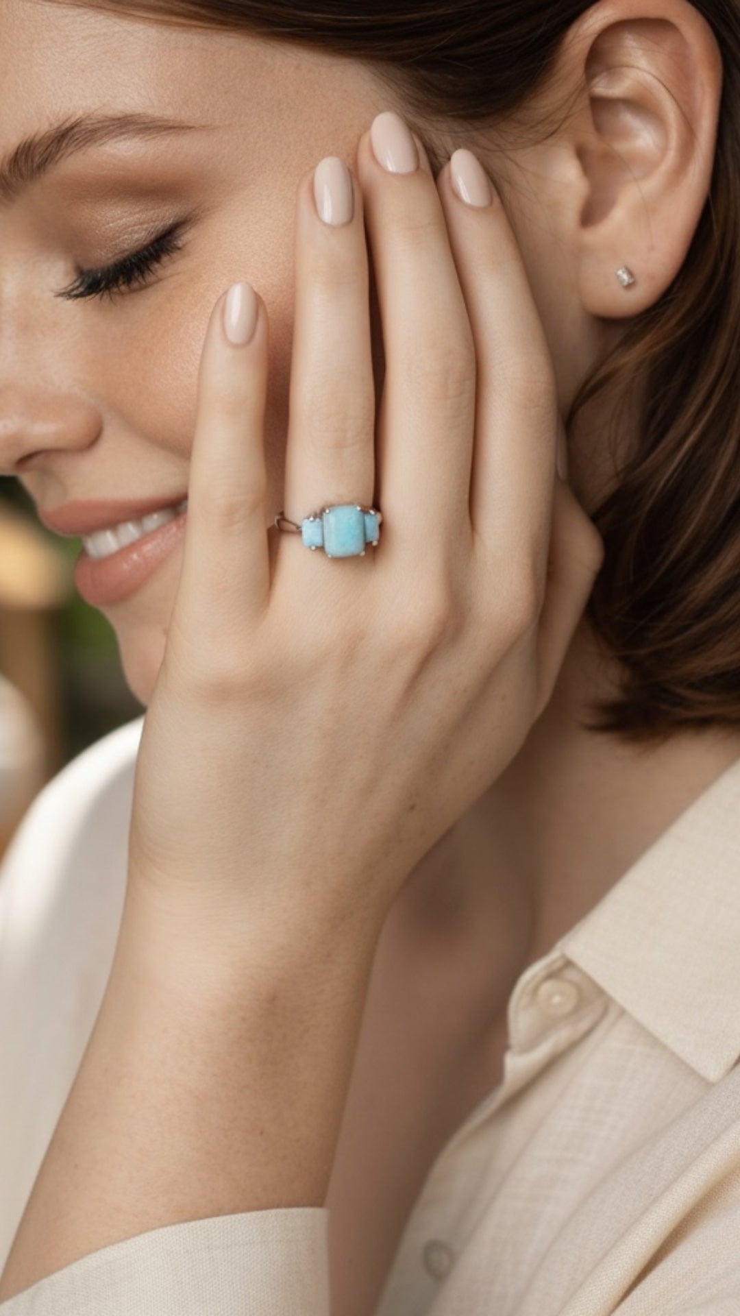 Anillo Cuadrado de Larimar en Plata.925