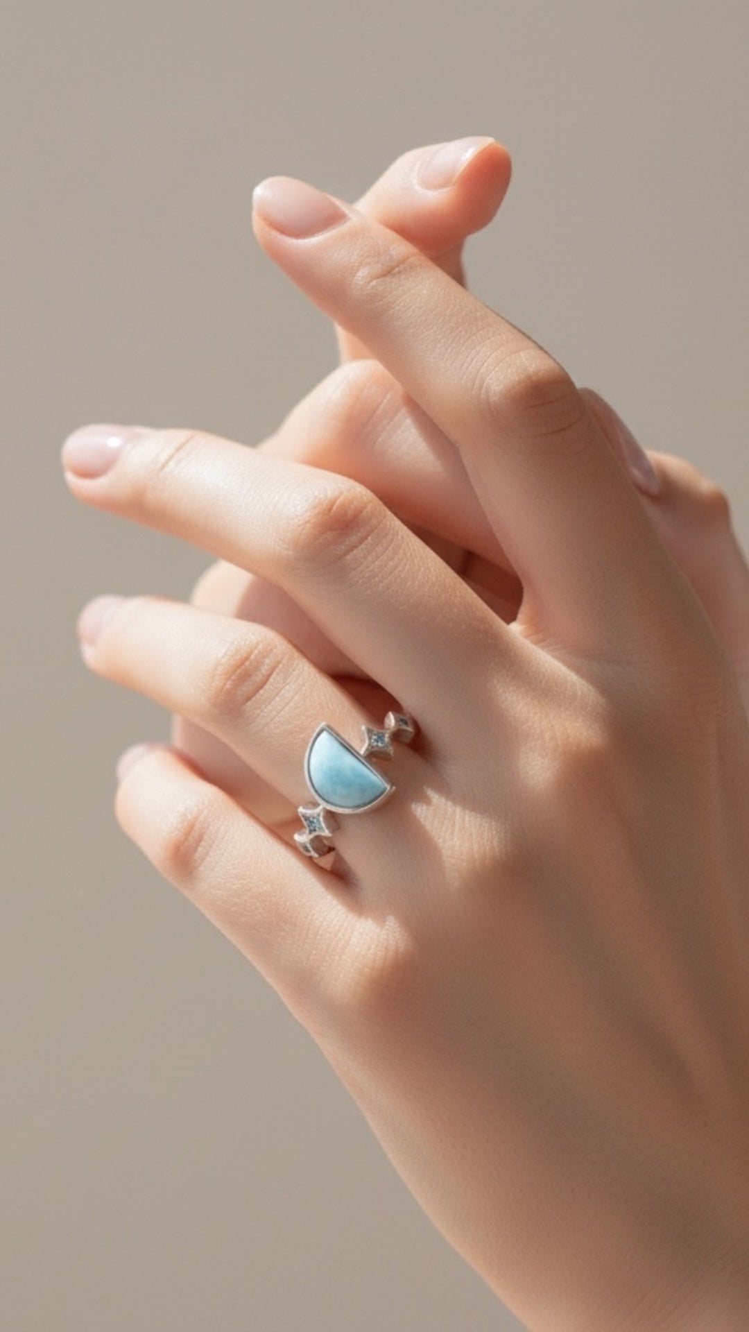 Anillo Triangular Larimar en Plata.925