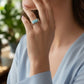 Anillo Rectangular Ancho Larimar en Plata.925