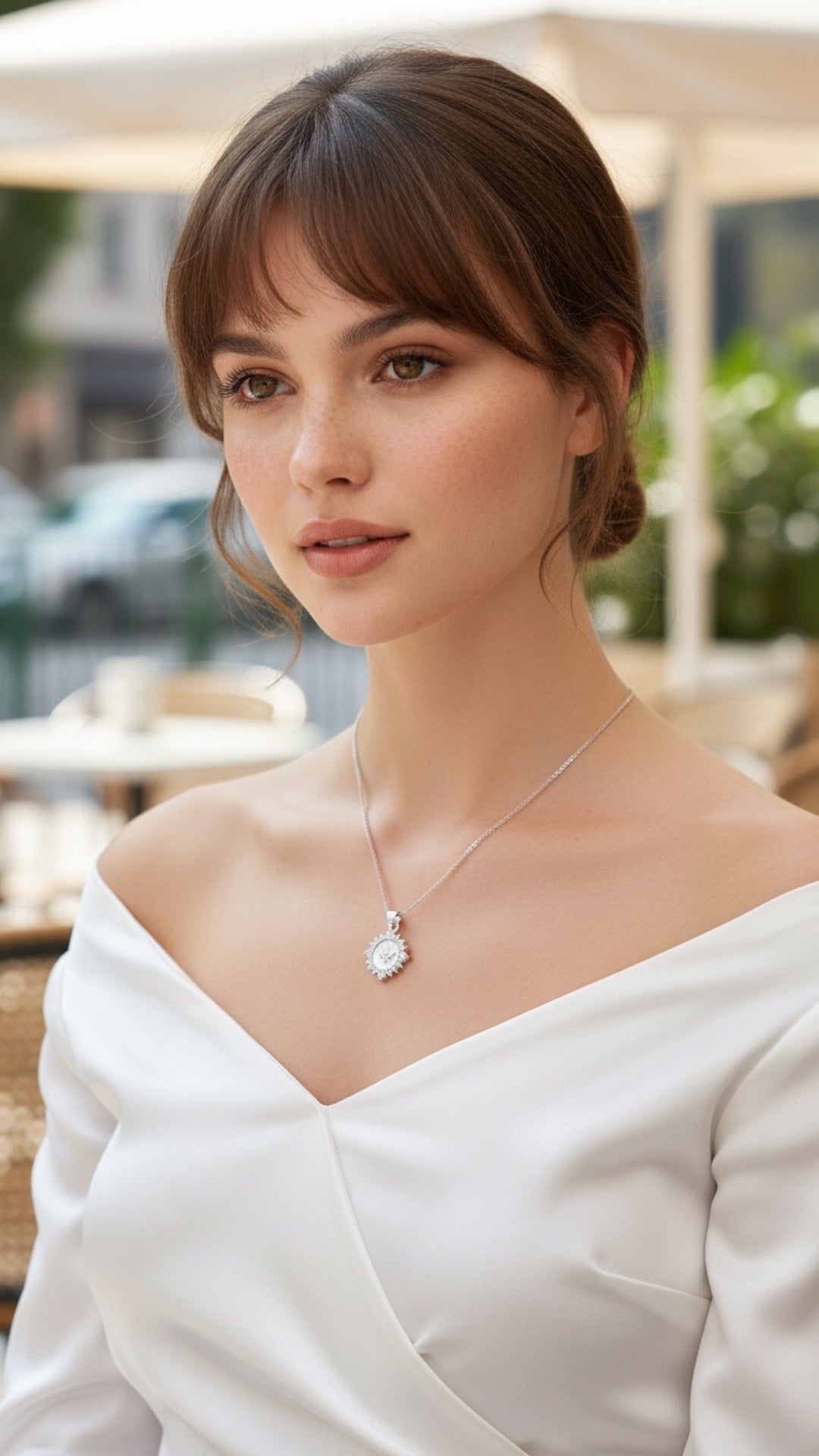 Dije Espíritu Santo Medallón Orla de Zirconias Corazón Plata .925