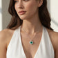 Dije Corazón Esmeralda con Doble Halo Pavé Grande — Plata .925