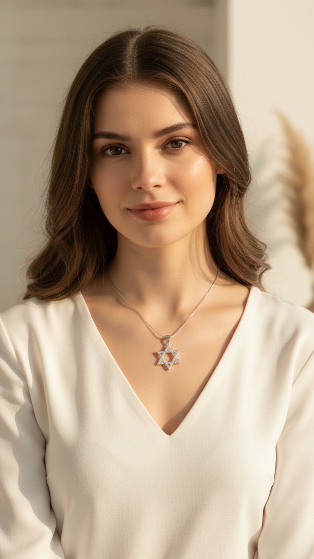 Modelo usando el dije Estrella de David en plata .925