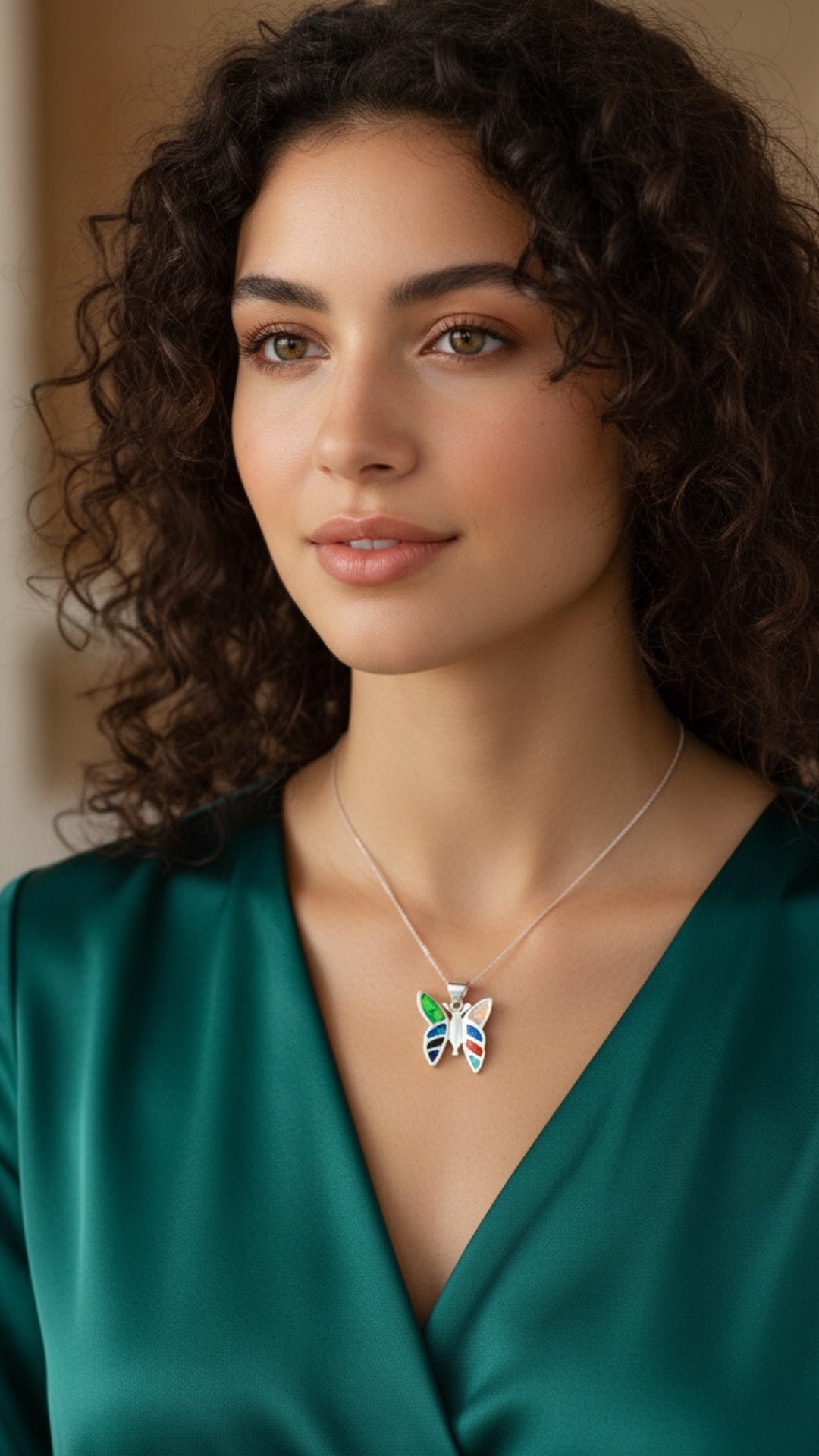 Dije Mariposa con Ópalo Multicolor — Plata .925 | OP-FAU-25-0353