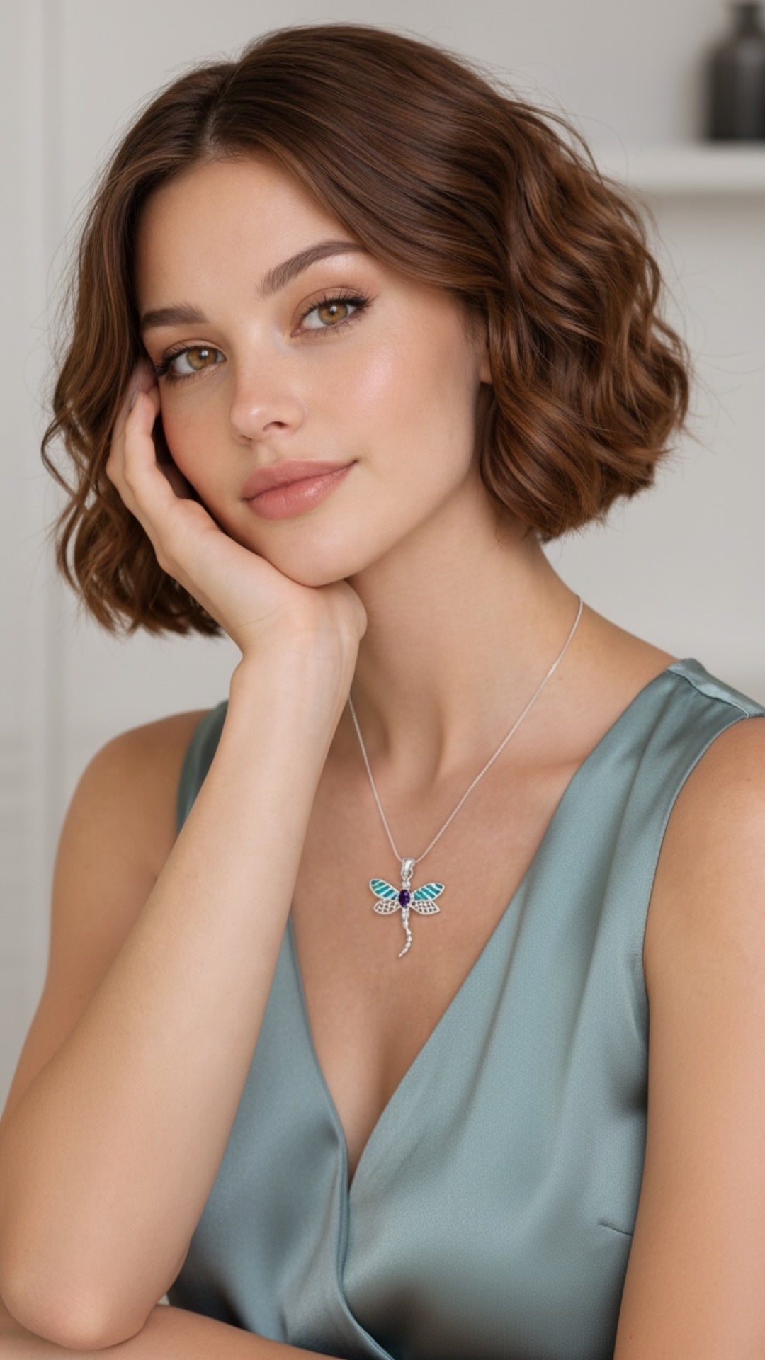Dije Libélula con Ópalo Azul y Amatista — Plata Esterlina .925