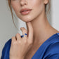 Anillo Bypass Minimalista con Ópalo Azul Marino — Plata Esterlina .925