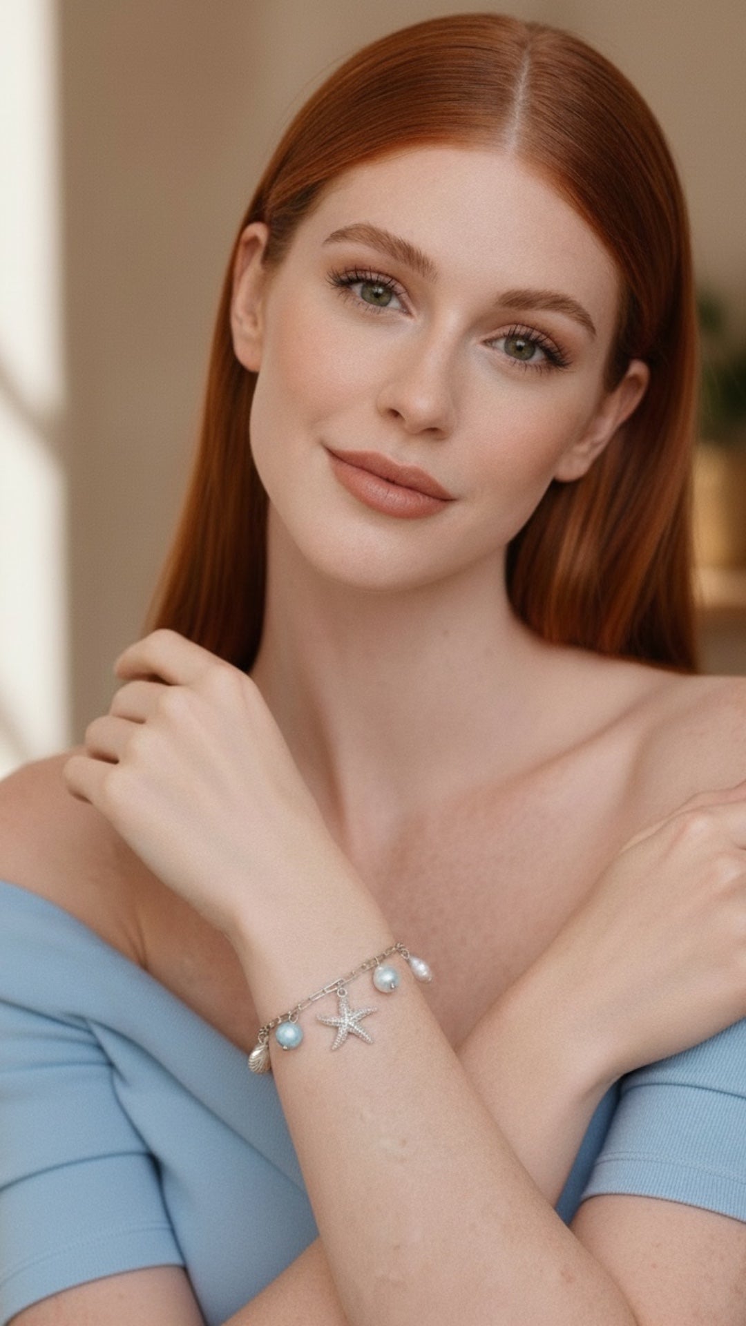 Pulsera Marina con Dijes de Larimar en Plata.925