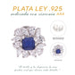 BROQUEL EN PLATA LEY .925, CON RODIO , ZIRCONIA AAA AZUL ZAFIRO Y BLANCO  , EN FORMA DE FLOR