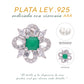 BROQUEL EN PLATA LEY .925, CON RODIO , ZIRCONIA AAA VERDE ESMERALDA Y BLANCO