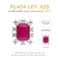 BROQUEL PLATA.925, CON RODIO , ZIRCONIA AAA ROJO RUBI